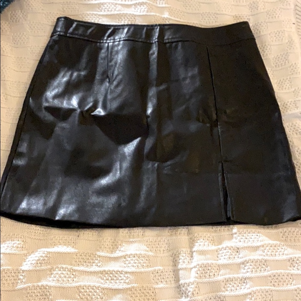 Nasty Gal Faux Leather Split Leg Mini Skirt